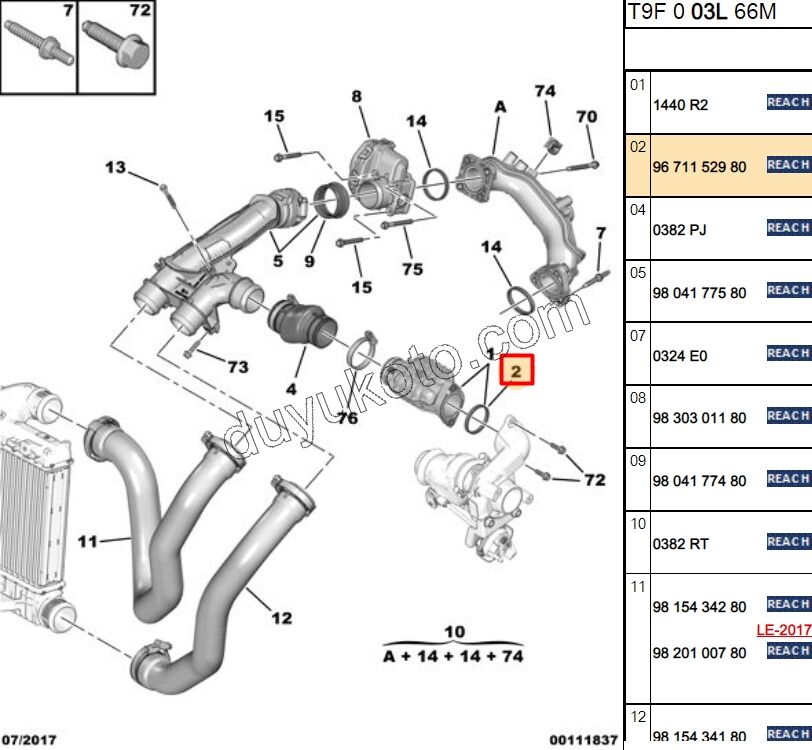 Turbo Contası (Oringi) (Çıkış) 1.6HDİ Euro5 KIRMIZI