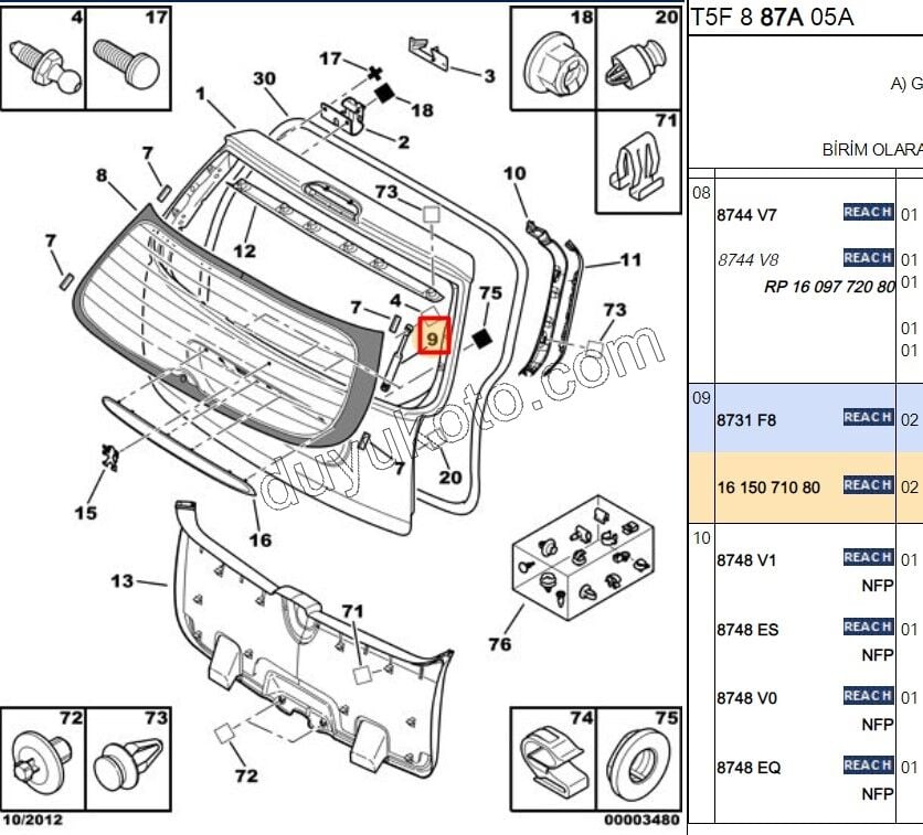 BAGAJ AMORTISOR P307SW