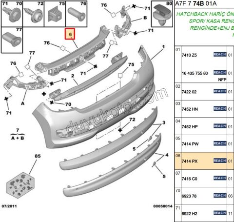 Arka Tampon Darbe Emici Orta P207 Plastık