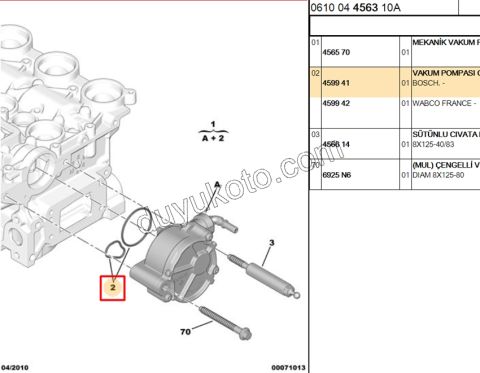 Vakum Pompası Orıng Tk Contası 1.6HDİ Euro4 BOSCH KOMP