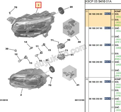 2019> Partner Rifter Berlingo Combo Doblo Proace City Far Sol