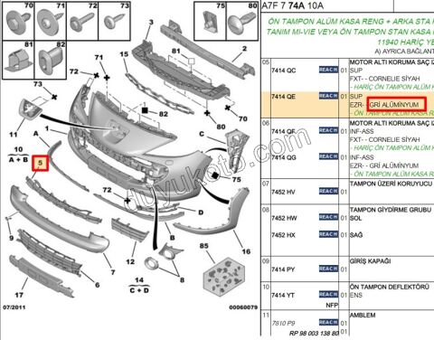 Ön Tampon Izgarası Üst İnce P207 KROM