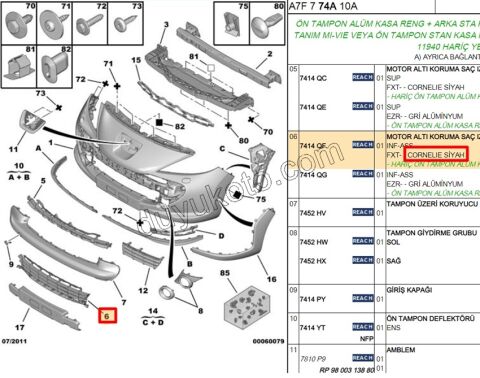 Ön Tampon Izgarası Alt P207 SIYAH