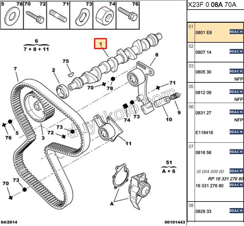 Eksantrik Mili 1.9D,E.M 97/98 1.9D,E.M 97/98 TE 1.9D, 1998/2003 1.9D,Y.M 03/09