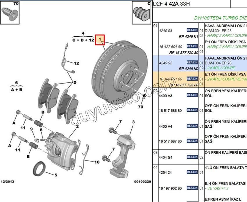Ön Fren Diski Adet (X2) EXP3 P407 C53 ERP 1687772080