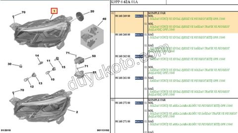 Peugeot Rifter/Partner Far Sol H7+H1 (Ledsiz) 2018/2024