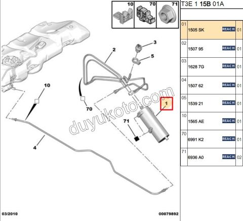 Benzin Buhar Kanister Tüpü TUPU P206 TU3 TU5