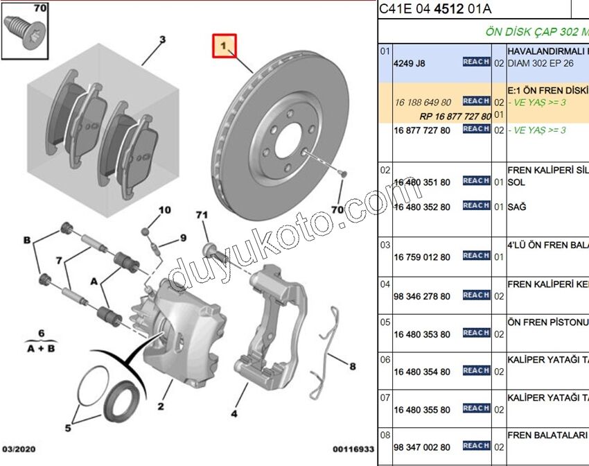 Ön Fren Diski Adet (X2) 1.6THP 156HP