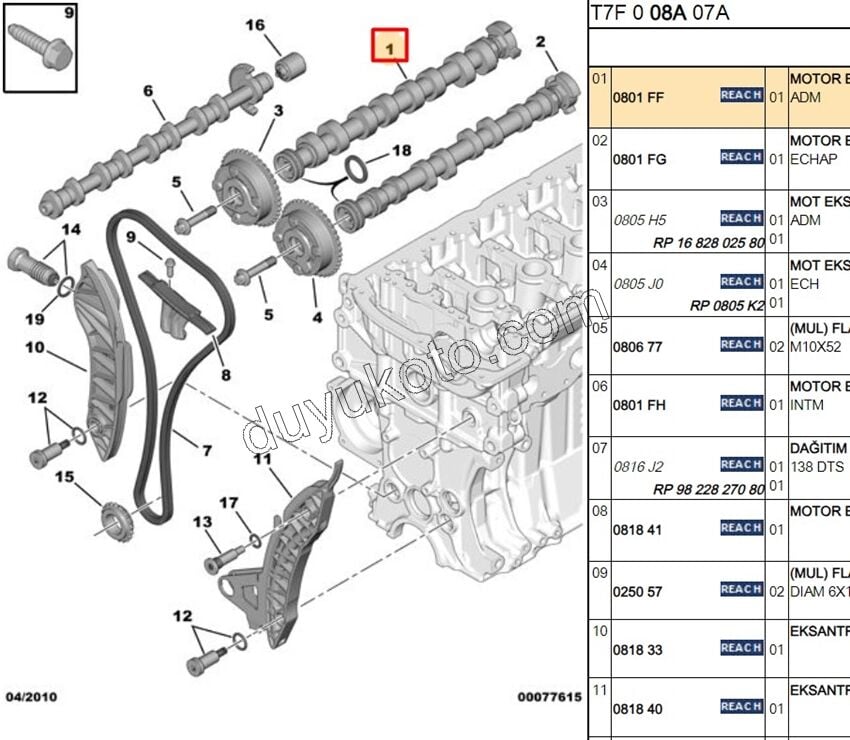 Emme Eksantrik Mili 1.4VTI 95HP 1.6VTi 120HP