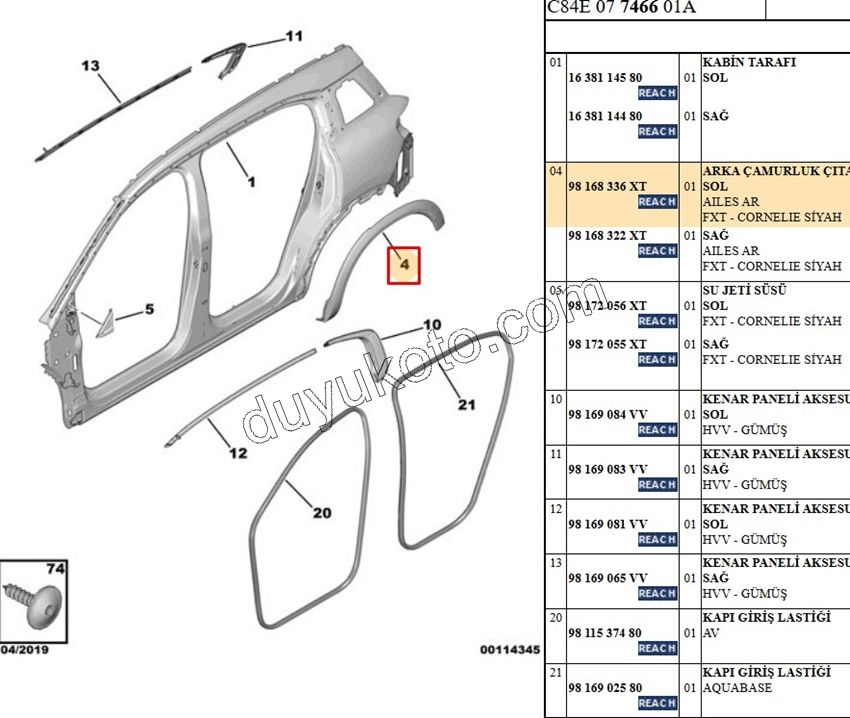 Dodik Arka Çamurluk Sol C5AIR