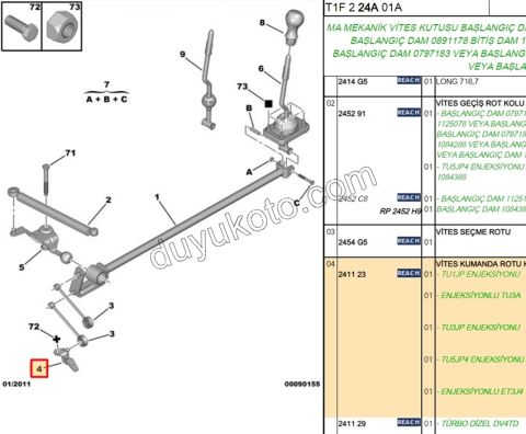 LEVYE VITES ROTU KUCUK P206 TU3 TU5