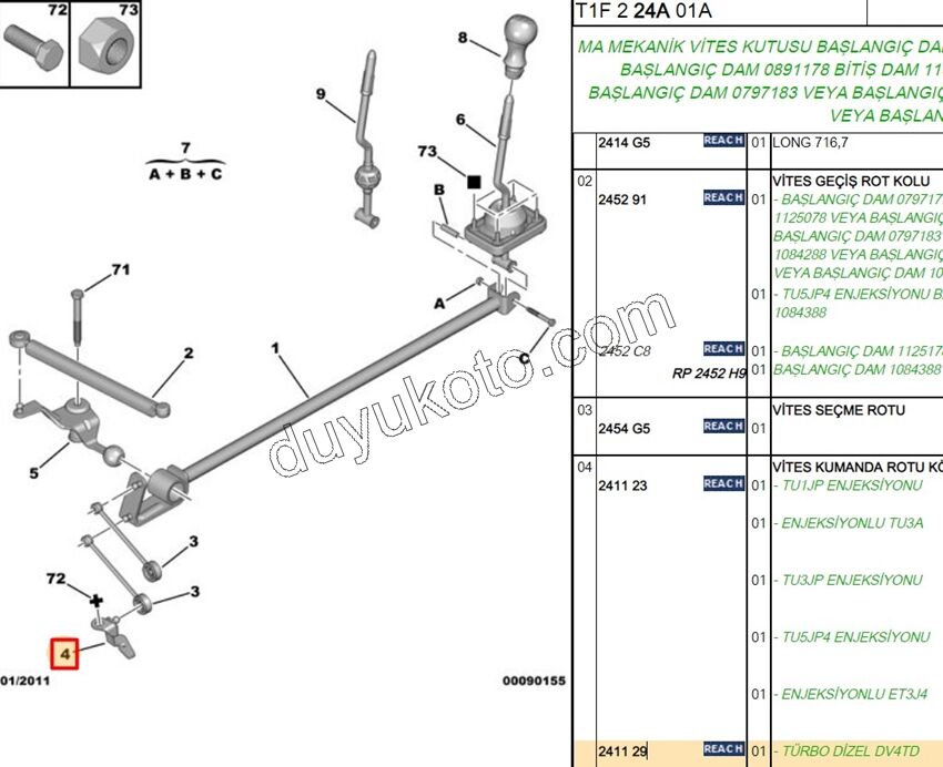 LEVYE VITES ROTU KUCUK P206 1.4HDİ Euro4 02/11