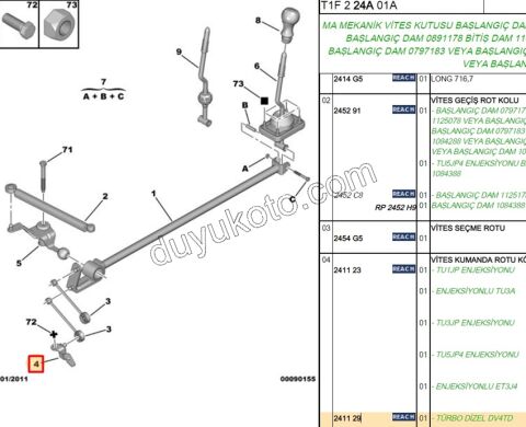 LEVYE VITES ROTU KUCUK P206 1.4HDİ Euro4 02/11