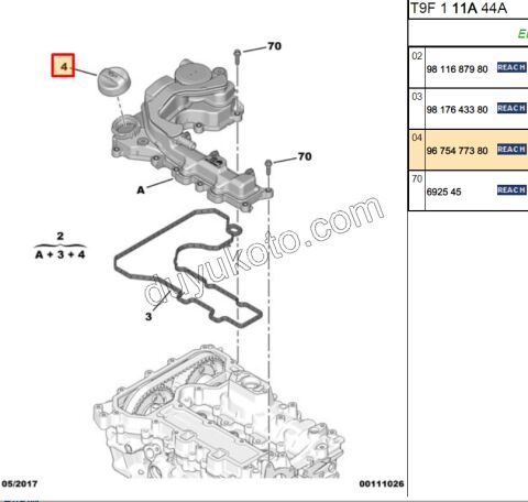 KAPAK YAG DOLUM EB2 1.2CC 75HP 1.2CC 130HP DW10F DW12R