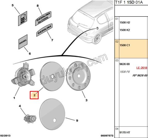 KAPAK YAKIT DEPO DIS BAKALIT P206 ASTAR+