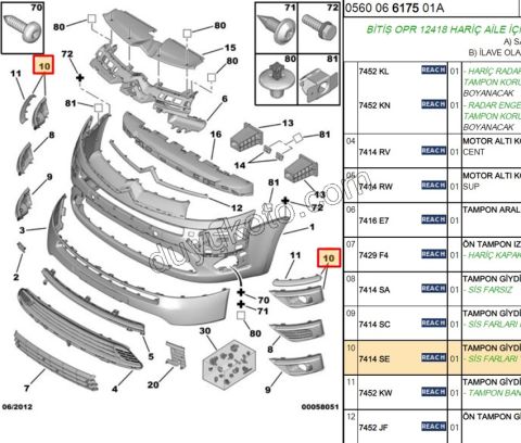 Sis Farı Çerçevesi Takım Sisli C4PC1MQ KROM+ FAR BEYAZ I