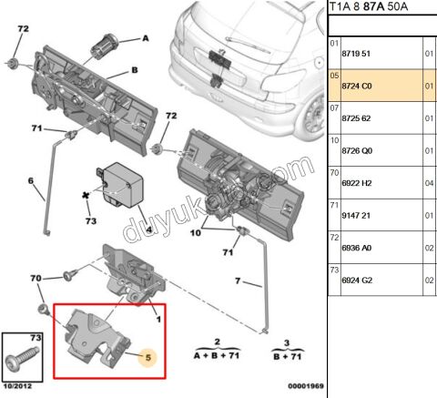KARSILIK BAGAJ KILIT P206 P206+