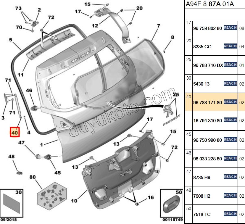 Bağaj Kapağı Amortisörü P20081