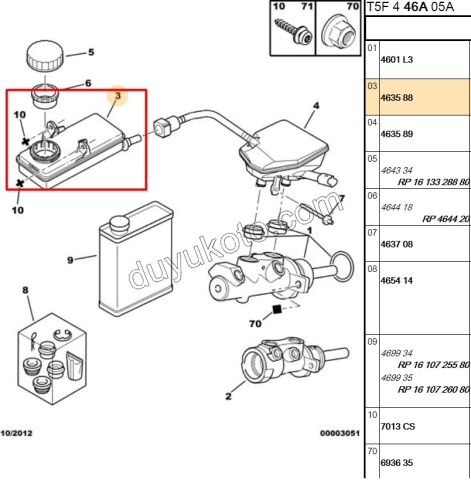Fren Hidrolik Yağı Deposu P307 (KAPAKLI)