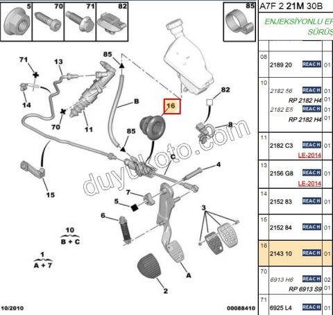 CONTA DEBRIYAJ UST MERKEZ P207 P208 P301 P308