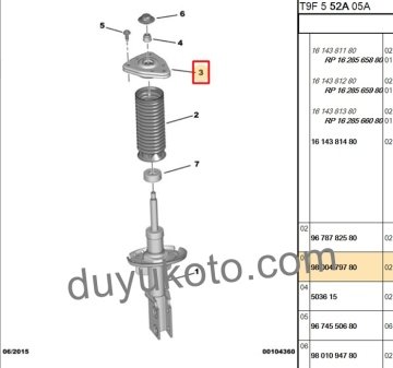 PEUGEOT 308 AMORTİSÖR TAKOZU ÖN ÜST 2012 SONRASI