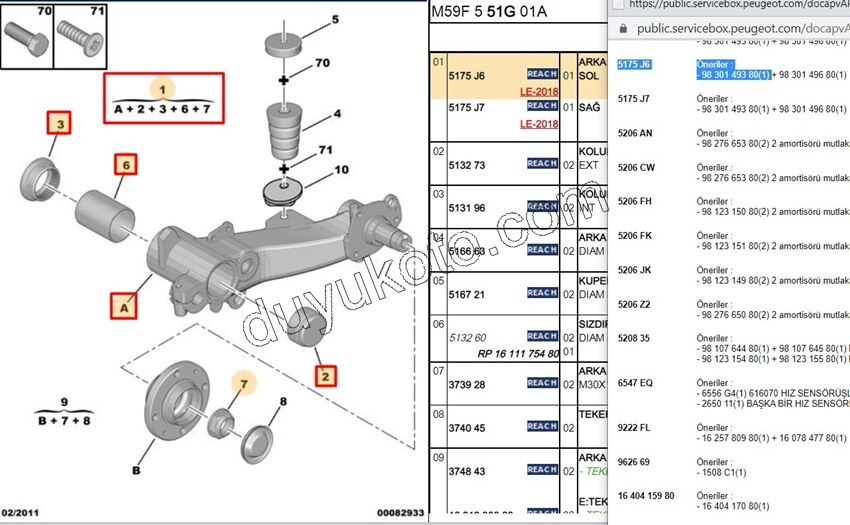 Sol Arka Dingil Salıncak PRT1 PRT2