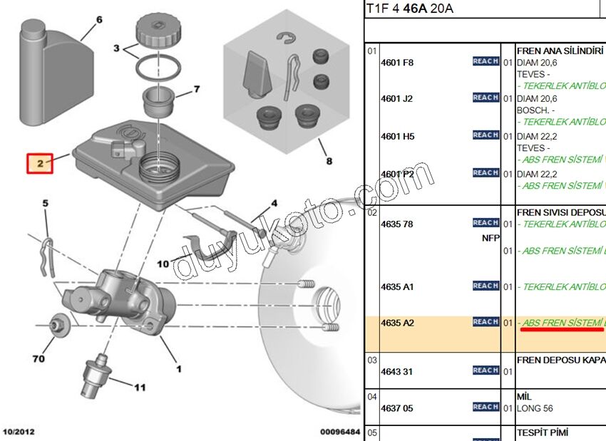 Fren Hidrolik Yağı Deposu ABS'li P206 1.4İ YM