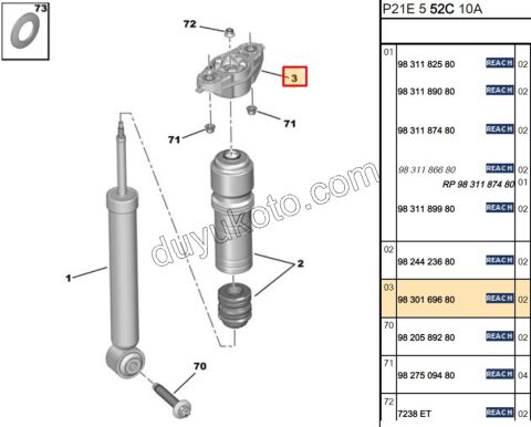 TAKOZ ARKA AMORTISOR UST ALUMINYUM P2082 CRSF