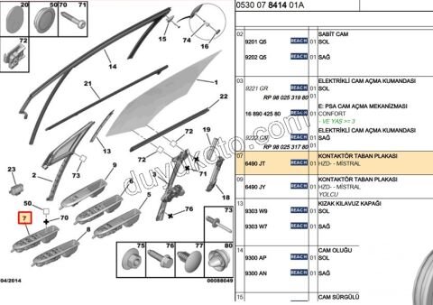 Ön Cam Açma Anahtarı Sol (Sürücü) C42 FOLD+