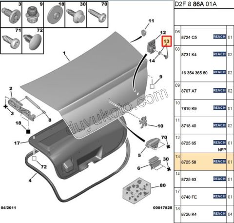 BUTON BAGAJ KAPAK KUMANDA AST+ P407 MEKANIZMA