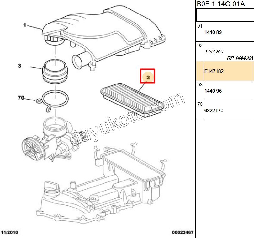 Peugeot 107 Hava Filtresi 1.0 Benzinli