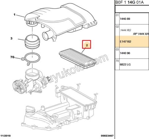 Peugeot 107 Hava Filtresi 1.0 Benzinli