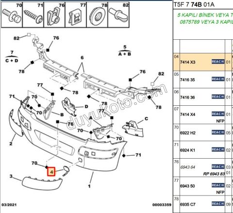 Arka Çeki Demiri Kapağı P3071 P3072