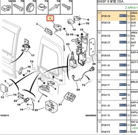 KILIT BAGAJ KAPAK L UST PRT1 PRT2 2P