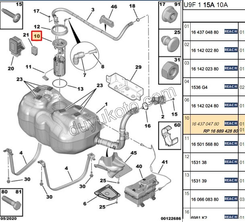 Benzin Pompası ve Şamandırası (Komple) BXR3 DW10F