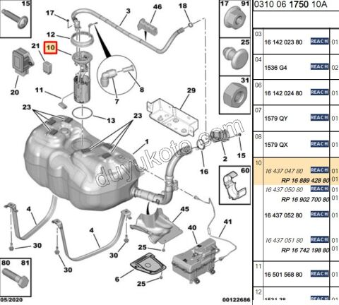 Benzin Pompası ve Şamandırası (Komple) BXR3 DW10F
