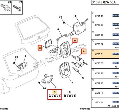 KILIT BAGAJ KOMPLE SIFRE+ BUTON +LOGO P106 SIFRE+ 2 ANAHTAR