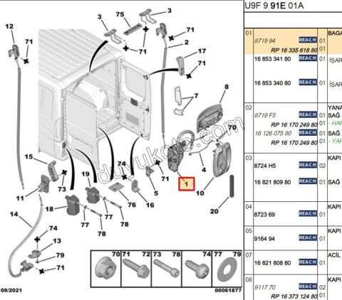 KILIT BAGAJ KAPAK IC ORTA R BXR3