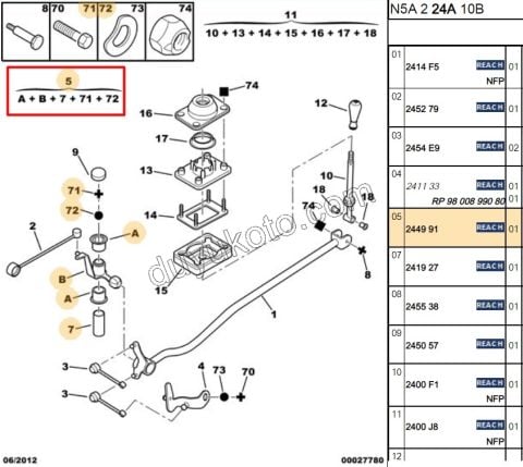 VITES ROTU PRT1 P306 XS2 TU5JP 1.6İ 16V Benzinli 2 TOPUZ KALIN