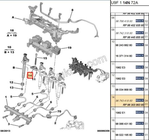 CATAL ENJEKTOR TUTUCU DW10F DW12R