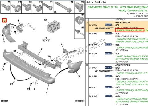 TAMPON ARKA KOSE L PRT3 2P
