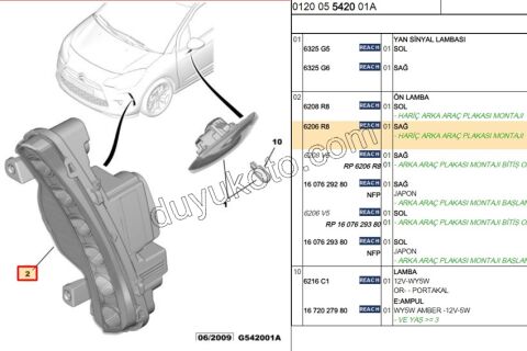 DS3 Automobiles LED GUNDUZ FAR ON TAMPON R 2012/2016