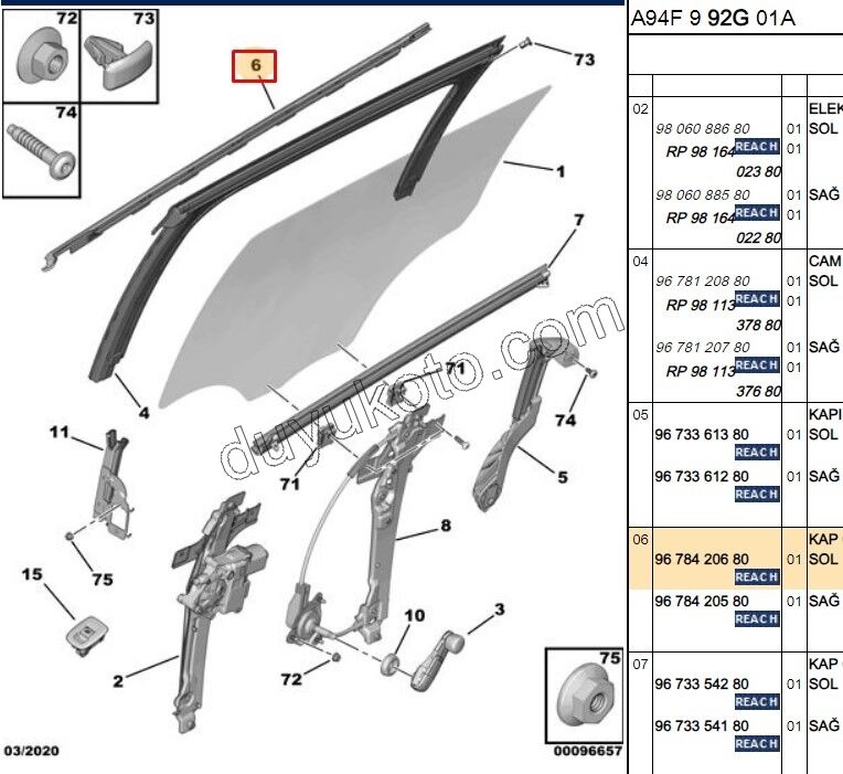 Arka Kapı Camı Sol Dış Sıyırıcı Fitil P20081 KROM+