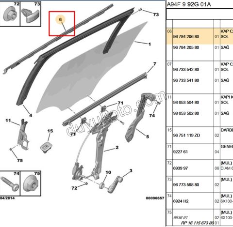 Arka Kapı Camı Sol Dış Sıyırıcı Fitil P20081 KROM+