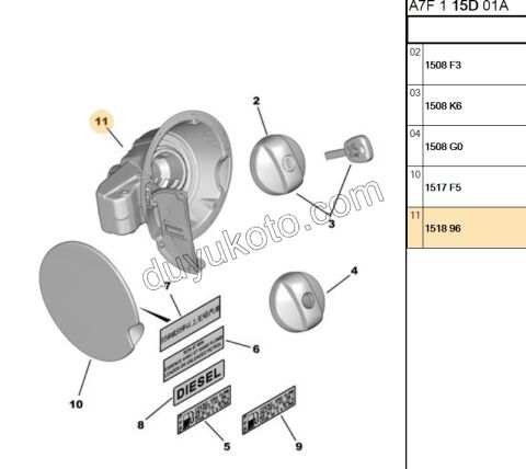 KAPAK YAKIT DOLUM IC P207