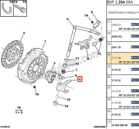 CATAL DEBRIYAJ P107 1.0 1.4