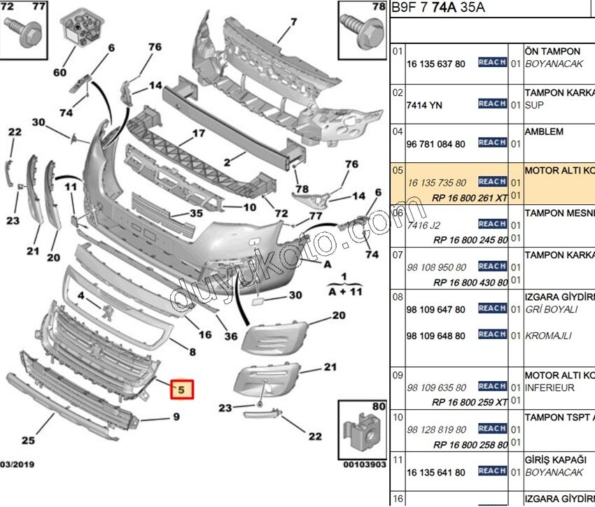 PANJUR ON TAMPON PRT3MQ2 15>19 KROM CER ? ARMA ? ENO