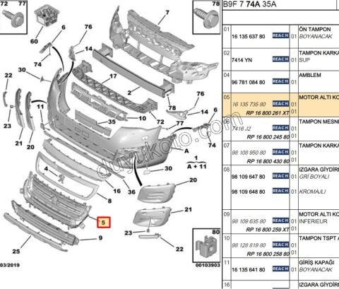PANJUR ON TAMPON PRT3MQ2 15>19 KROM CER ? ARMA ? ENO