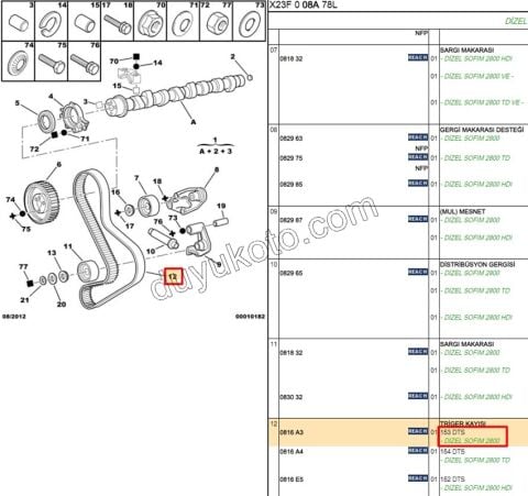 Eksantrik/Triger Kayışı BXR1 2.8DUZ 153*300