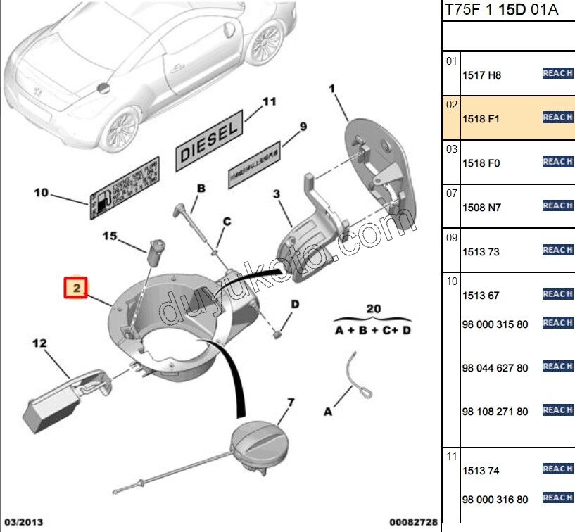 CERCEVE YAKIT SEPO KAPAK IC RCZ